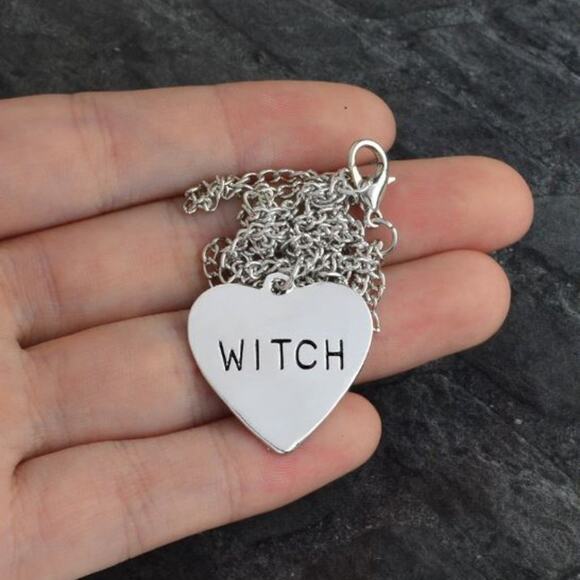Witch Heart Pendant on Chain Necklace - Picture 5 of 5